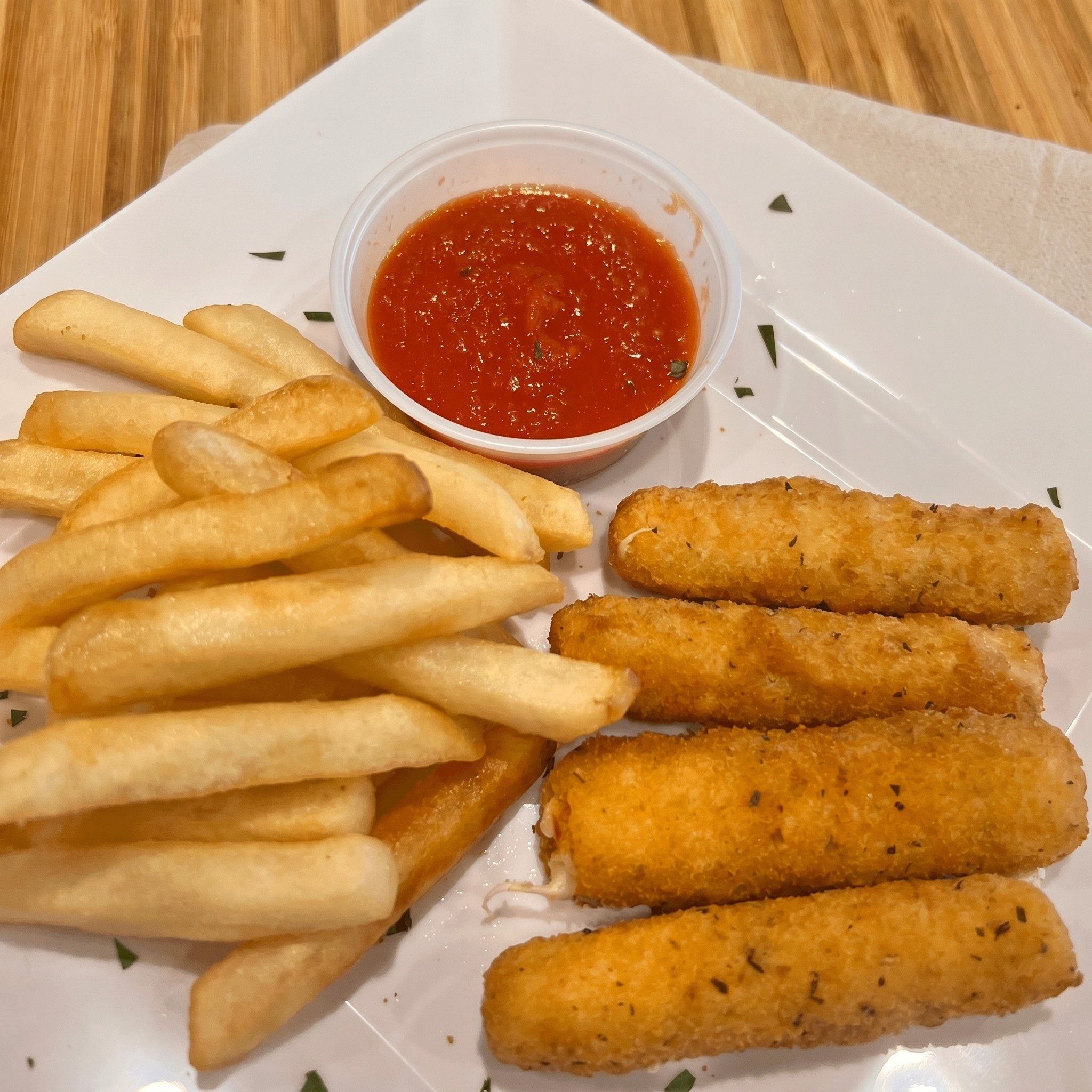 Kids Halloumi Sticks (4) with fries.