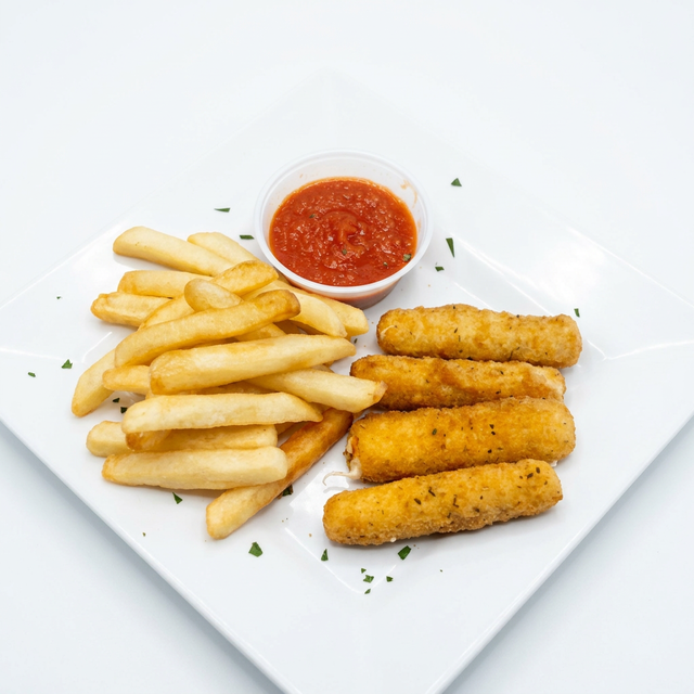 Kids Halloumi Sticks (4) with fries.