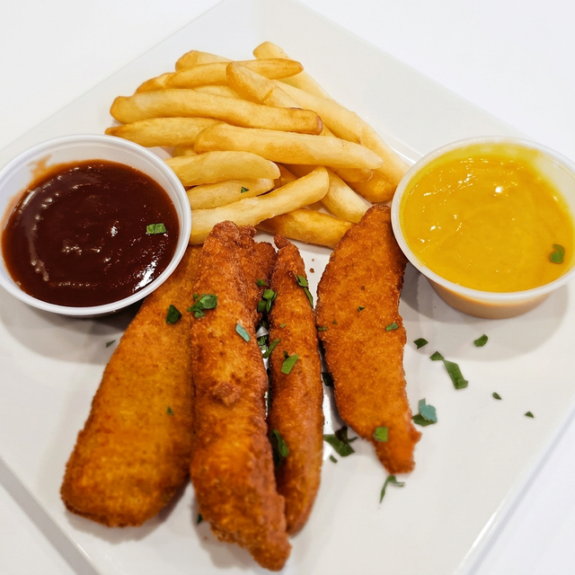 Kids Chicken Fingers (3pc) with fries.